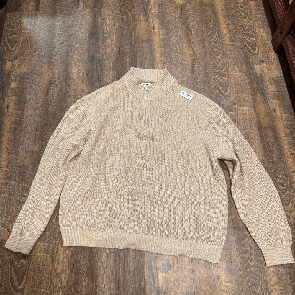 Old Navy Men's Tan Zip-Up Sweater - Picture 1 of 4